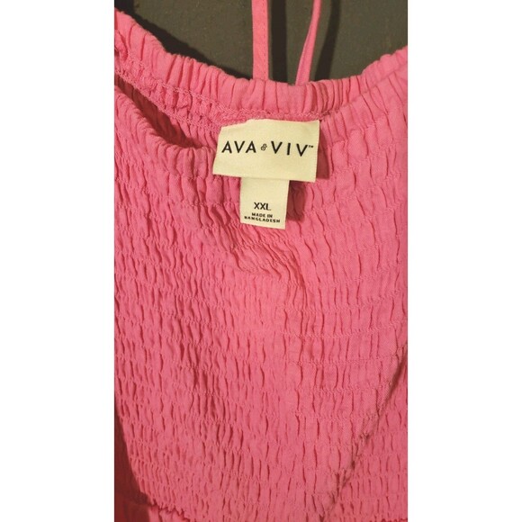 Ava & Viv Plus Size XXL 2X Puff Sleeve Pink Peplum Coquette Girly Cotton Blouse - Picture 4 of 8